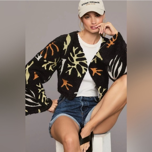 NWT Anthropologie Pilcro Embroidered Fleece Shrug One Size - Picture 1 of 6